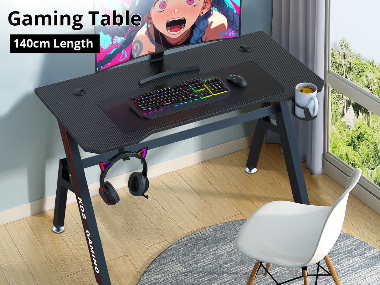 Gaming Table R6 140cm & Faron Gaming Chair PVC Red