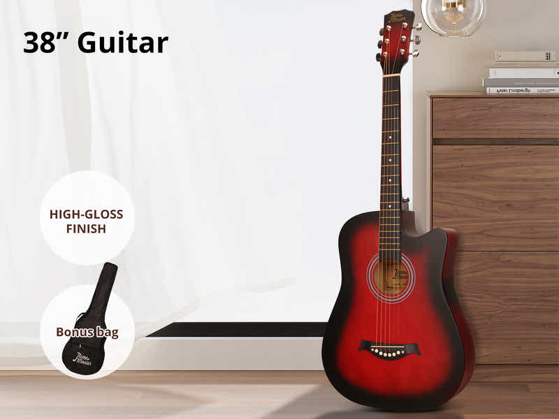 DS 38'' Acoustic Guitar Red Colour