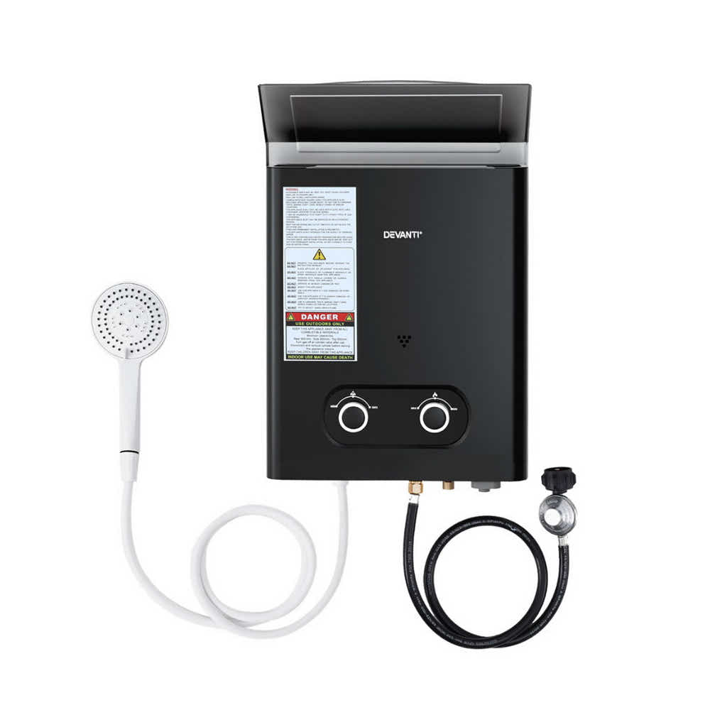 Portable Gas Water Heater LPG-powered System Black