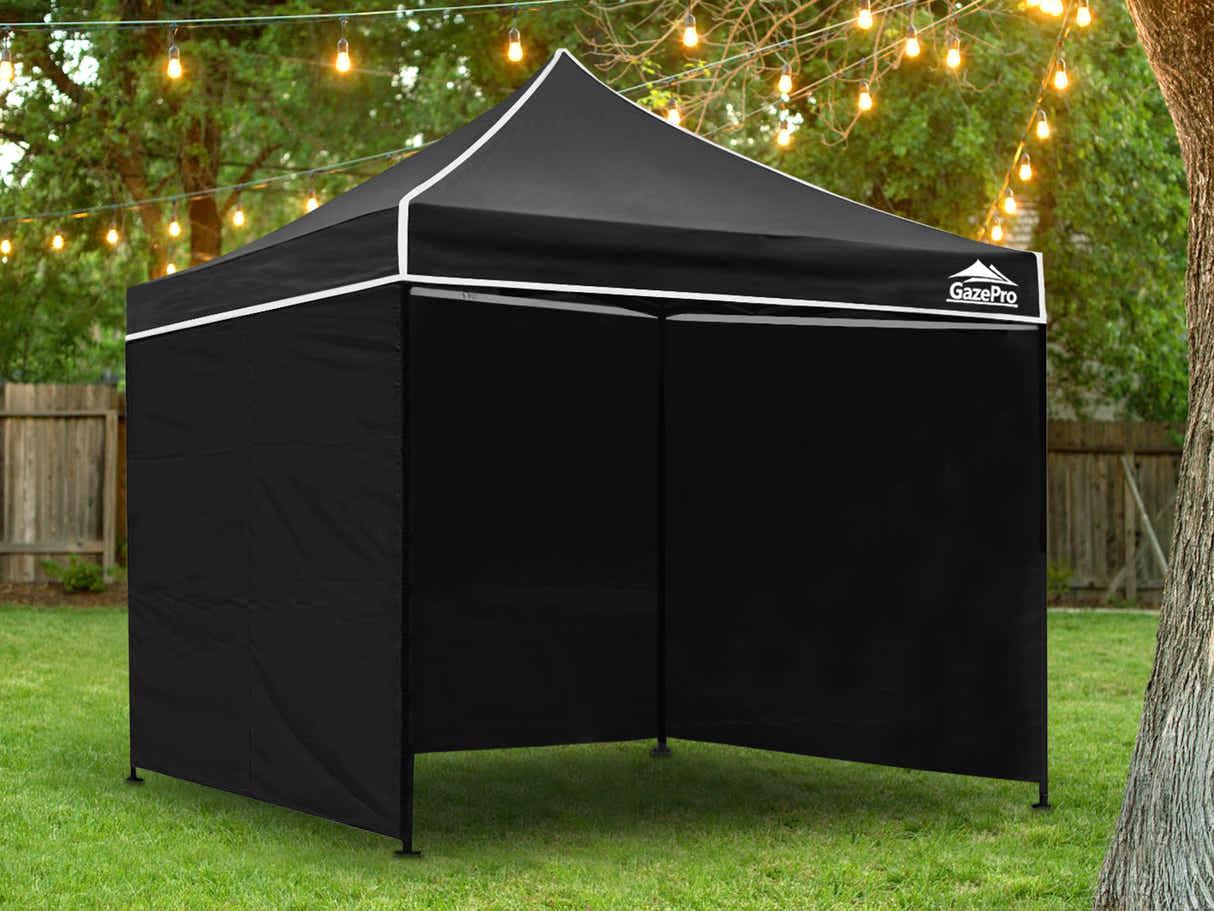 Gazebo with Silver-Coated Roof 3m x 3m - Black