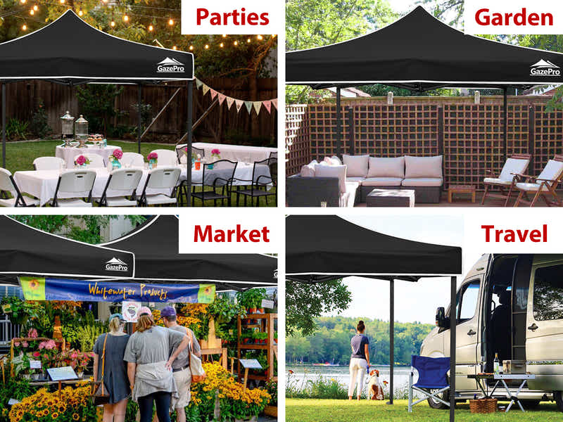 DS Gazebo with Silver-Coated Roof 3m x 3m - Black