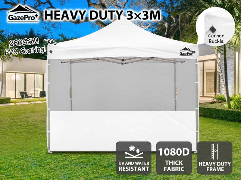 Heavy-Duty Gazebo 3m x 3m - White