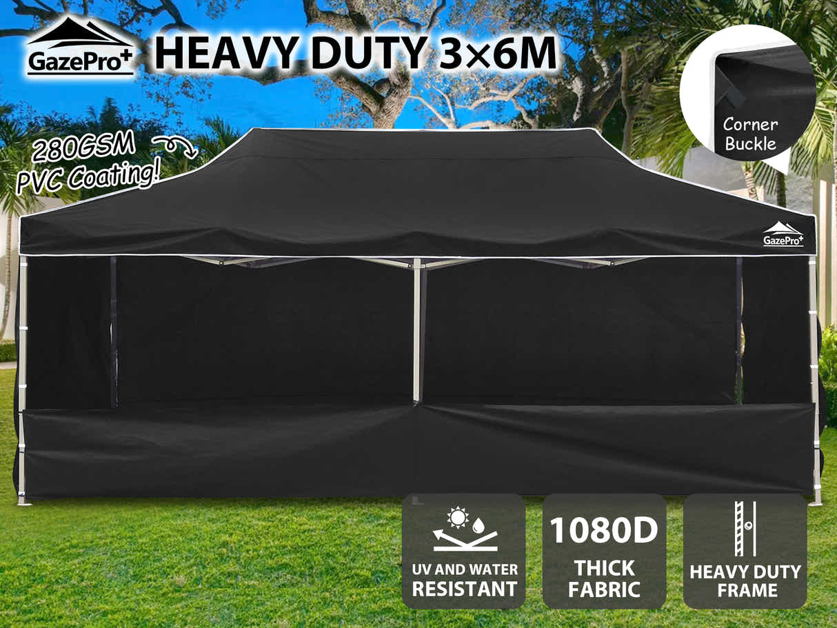 Heavy-Duty Gazebo 3m x 6m - Black