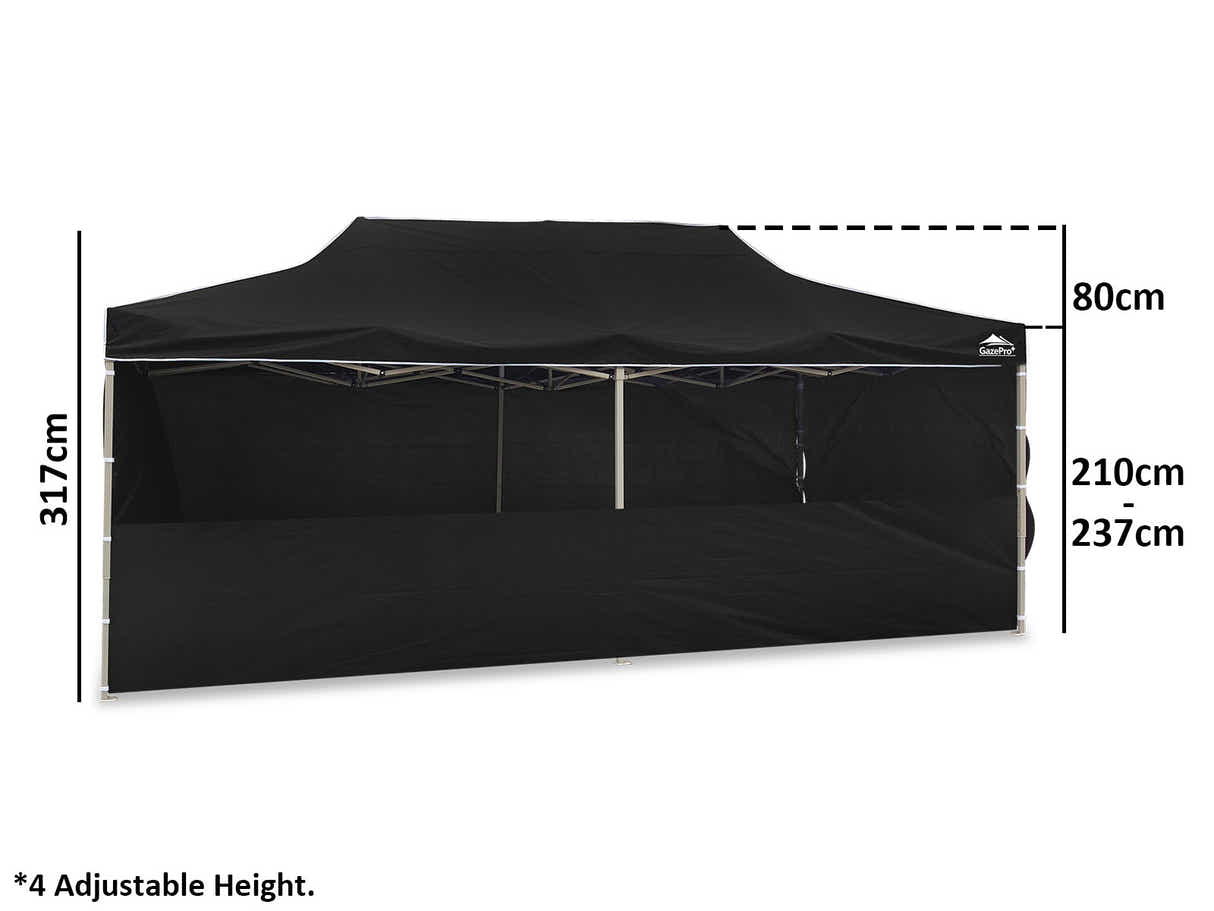Heavy-Duty Gazebo 3m x 6m - Black