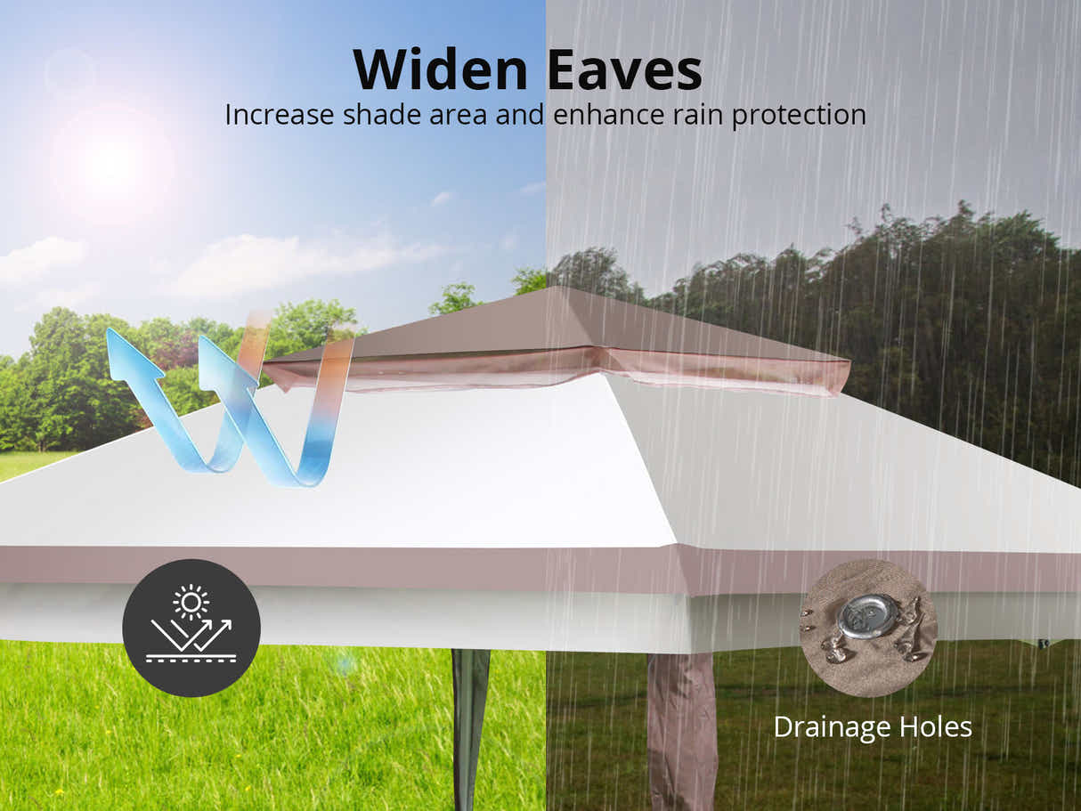 Pop-Up Gazebo 3.3 x 3.3m - Coffee & Khaki
