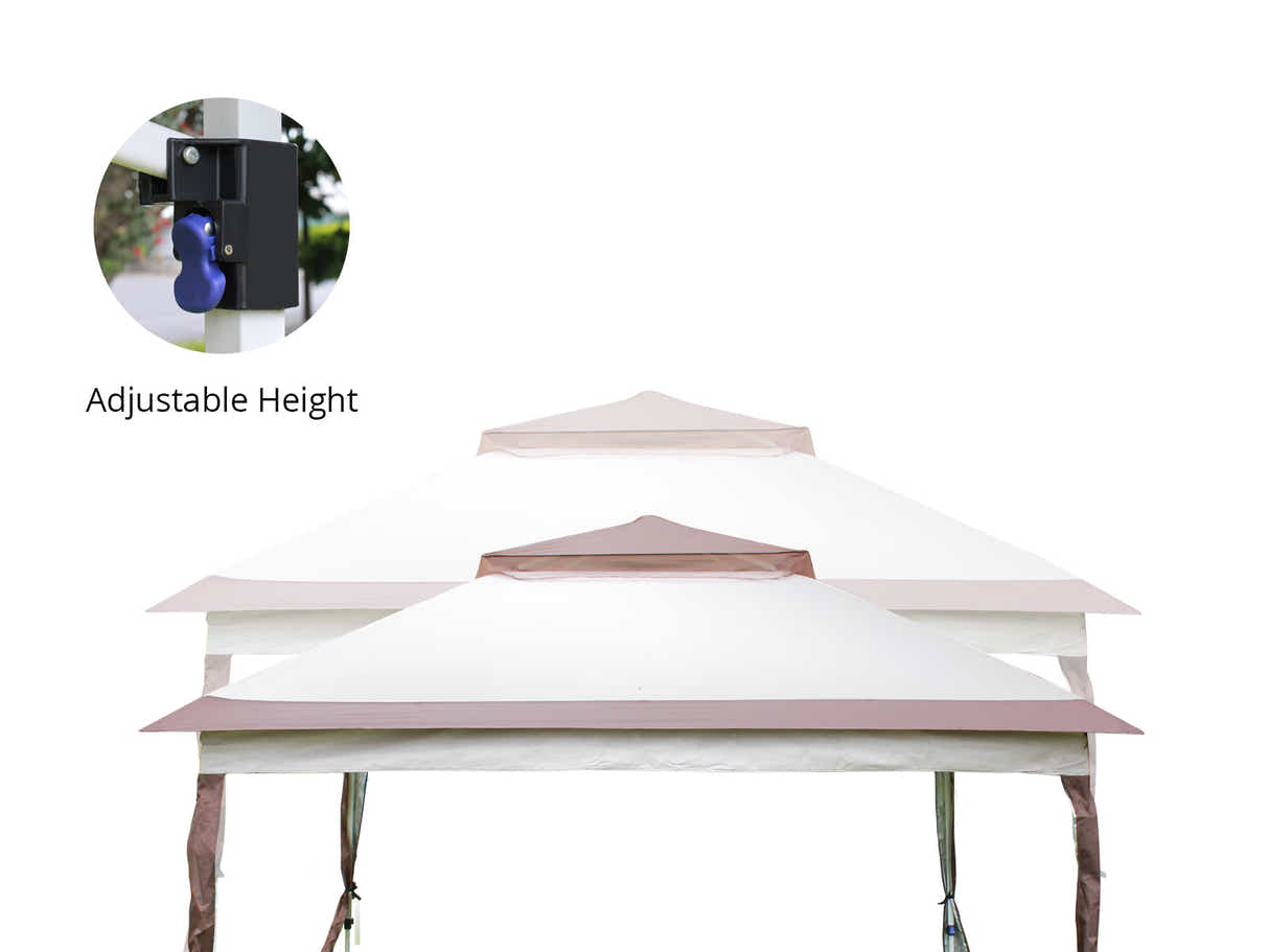 Pop-Up Gazebo 3.3 x 3.3m - Coffee & Khaki