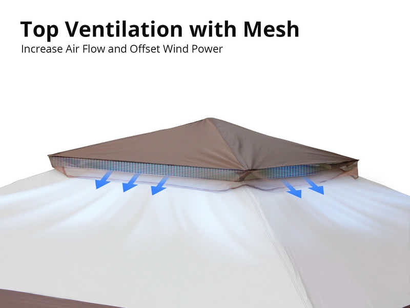 Pop-Up Gazebo 3.3 x 3.3m - Coffee & Khaki