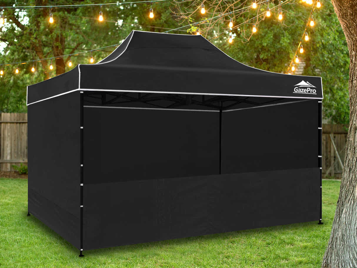 Gazebo with Silver-Coated Roof 3m x 4.5m - Black