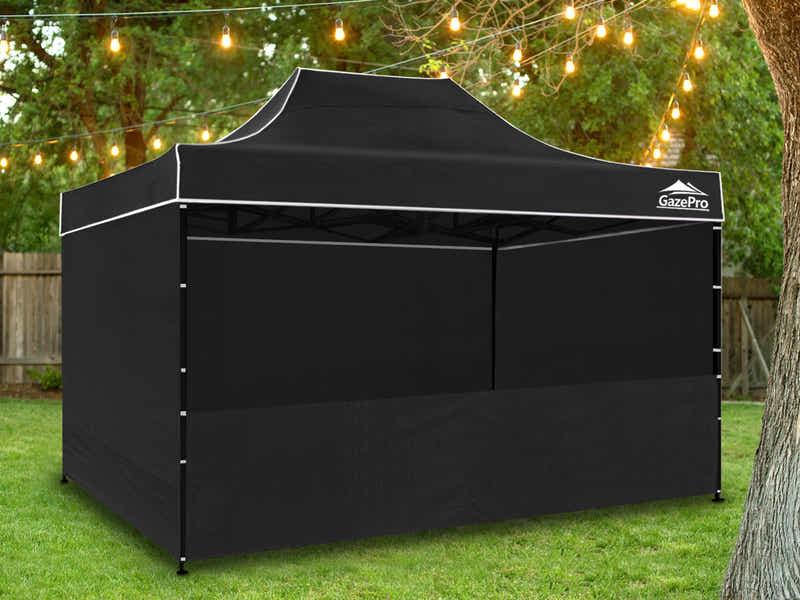 DS Gazebo with Silver-Coated Roof 3m x 4.5m - Black