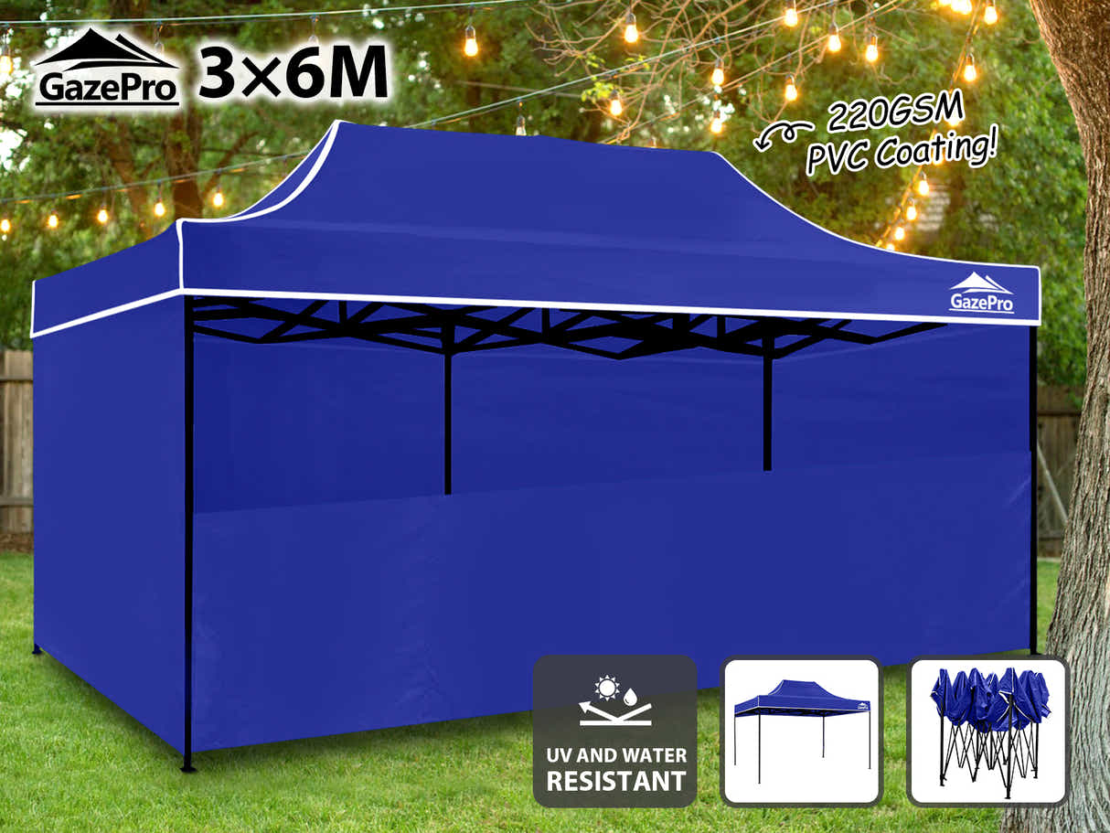 Gazebo with Silver-Coated Roof 3m x 6m - Blue