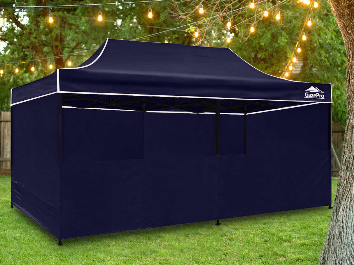Gazebo with Silver-Coated Roof 3m x 6m - Navy