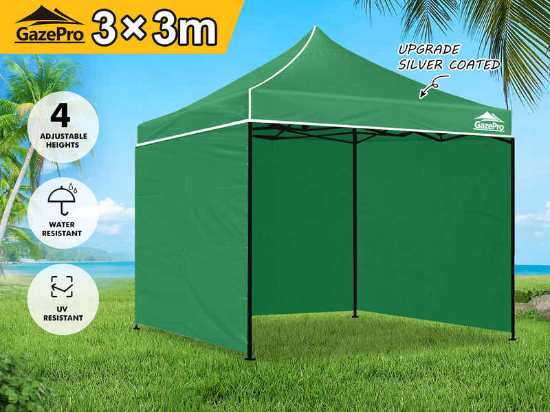 DS Gazebo with Silver-Coated Roof 3m x 3m - Green