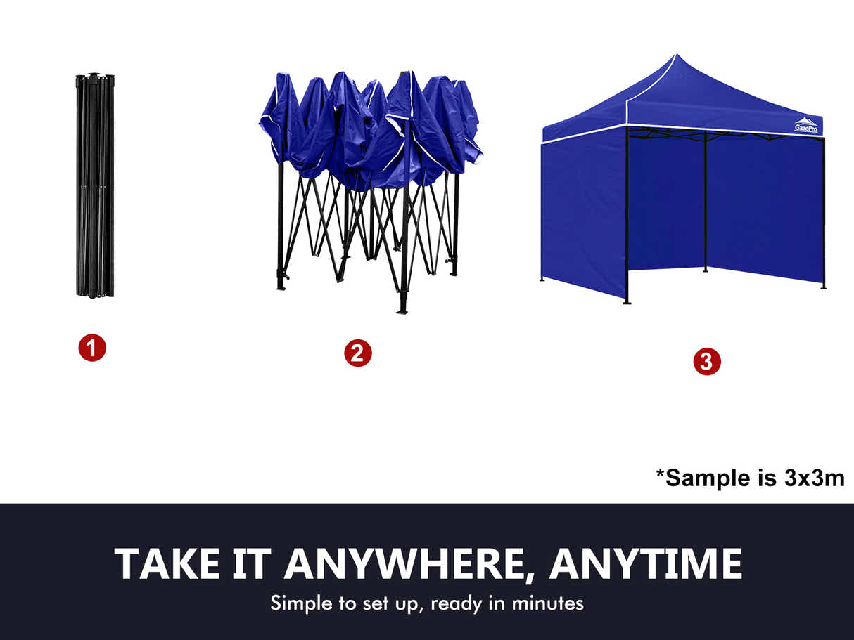 Gazebo with Silver-Coated Roof 3m x 3m - Blue