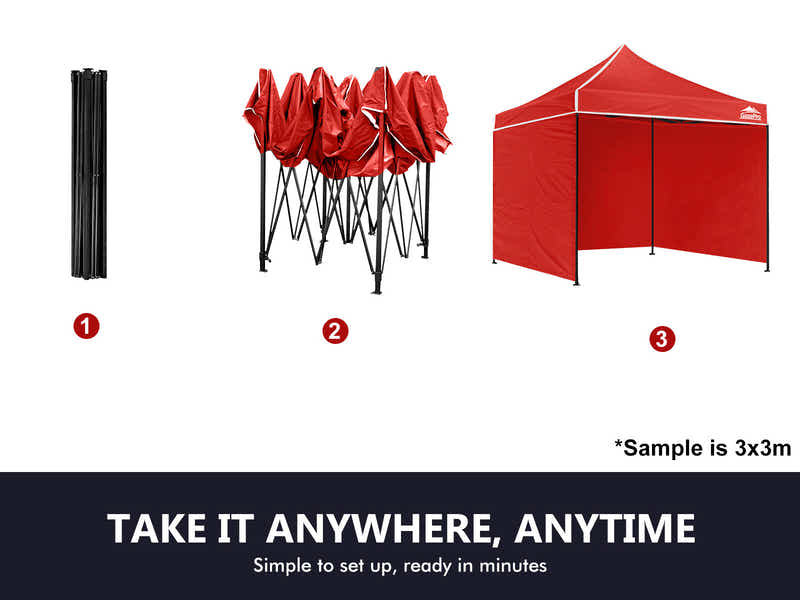 DS Gazebo with Silver-Coated Roof 3m x 3m - Red