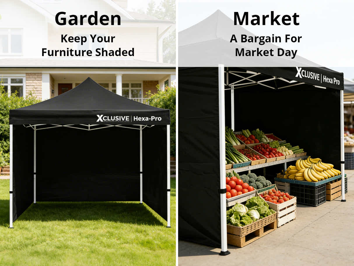 Xclusive Gazebo HEX 3m x 3m - Black