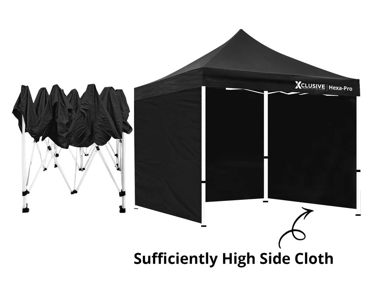 Xclusive Gazebo HEX with Wheel Bag 3m x 3m - Black
