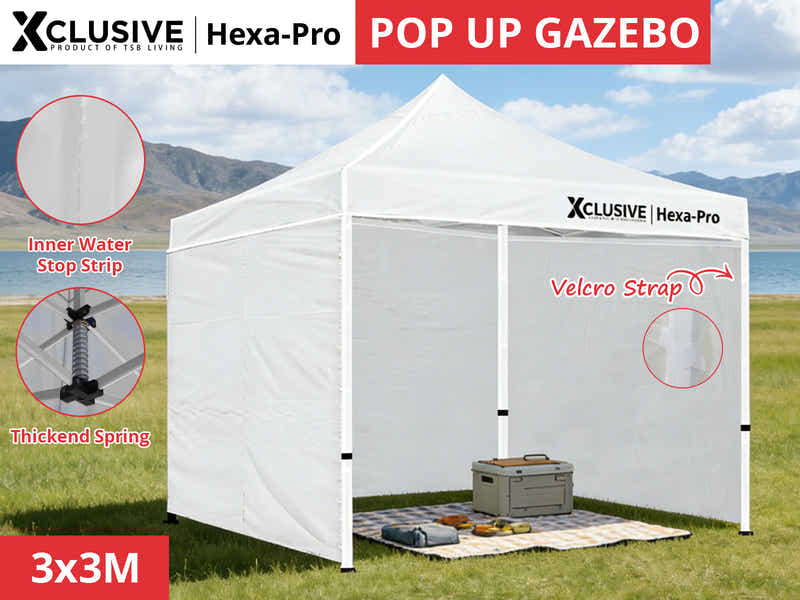 Xclusive Gazebo D HEX 3x3m WHITE