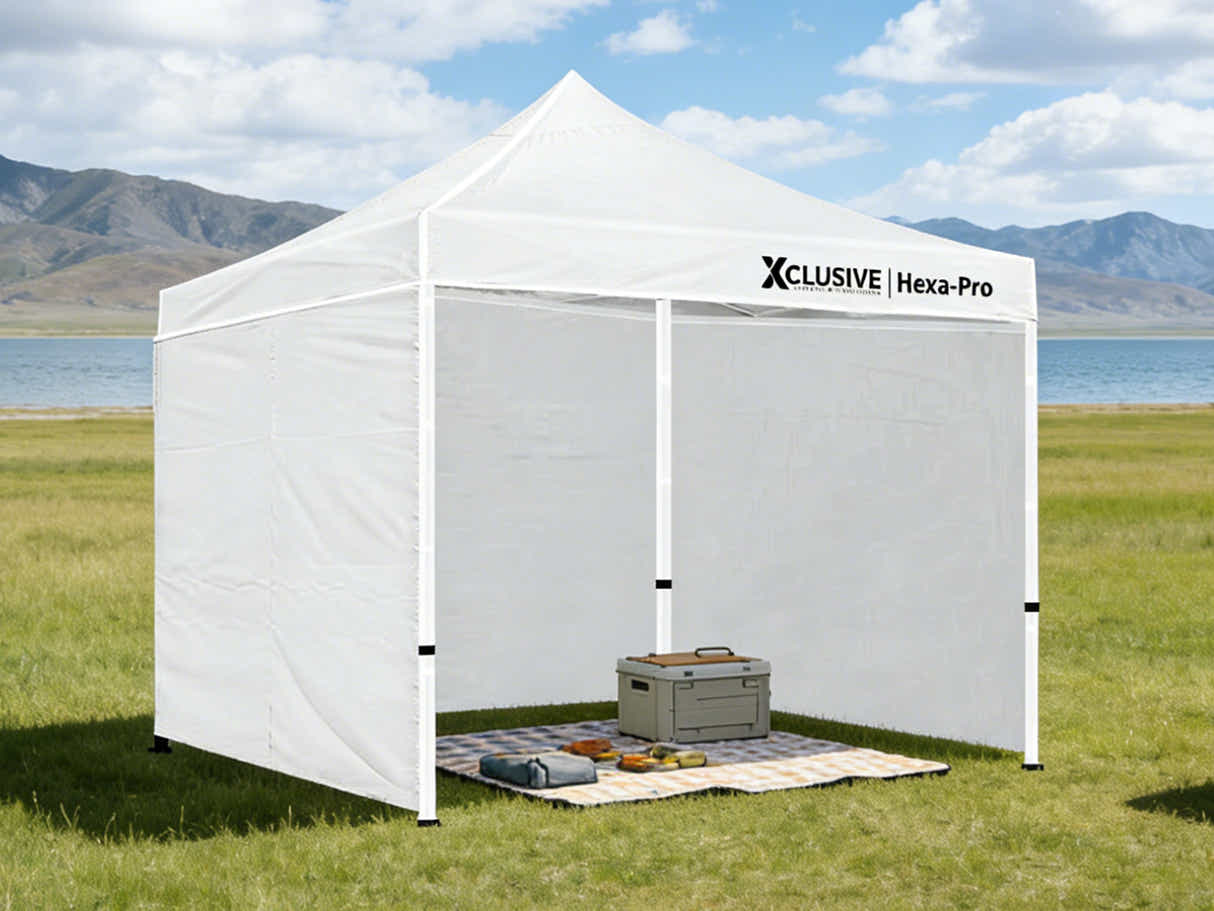 Xclusive Gazebo HEX with Wheel Bag 3m x 3m - White