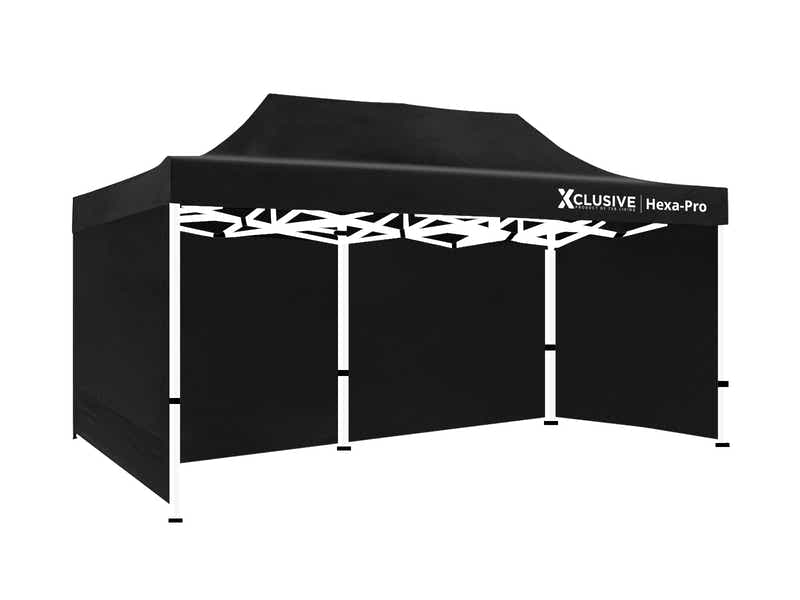 Gazebo D HEX 3x6m set BLACK with bonus wheel bag