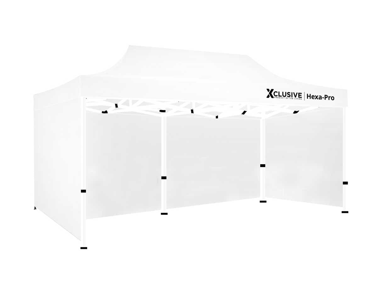 Xclusive Gazebo HEX with Wheel Bag 3m x 6m - White