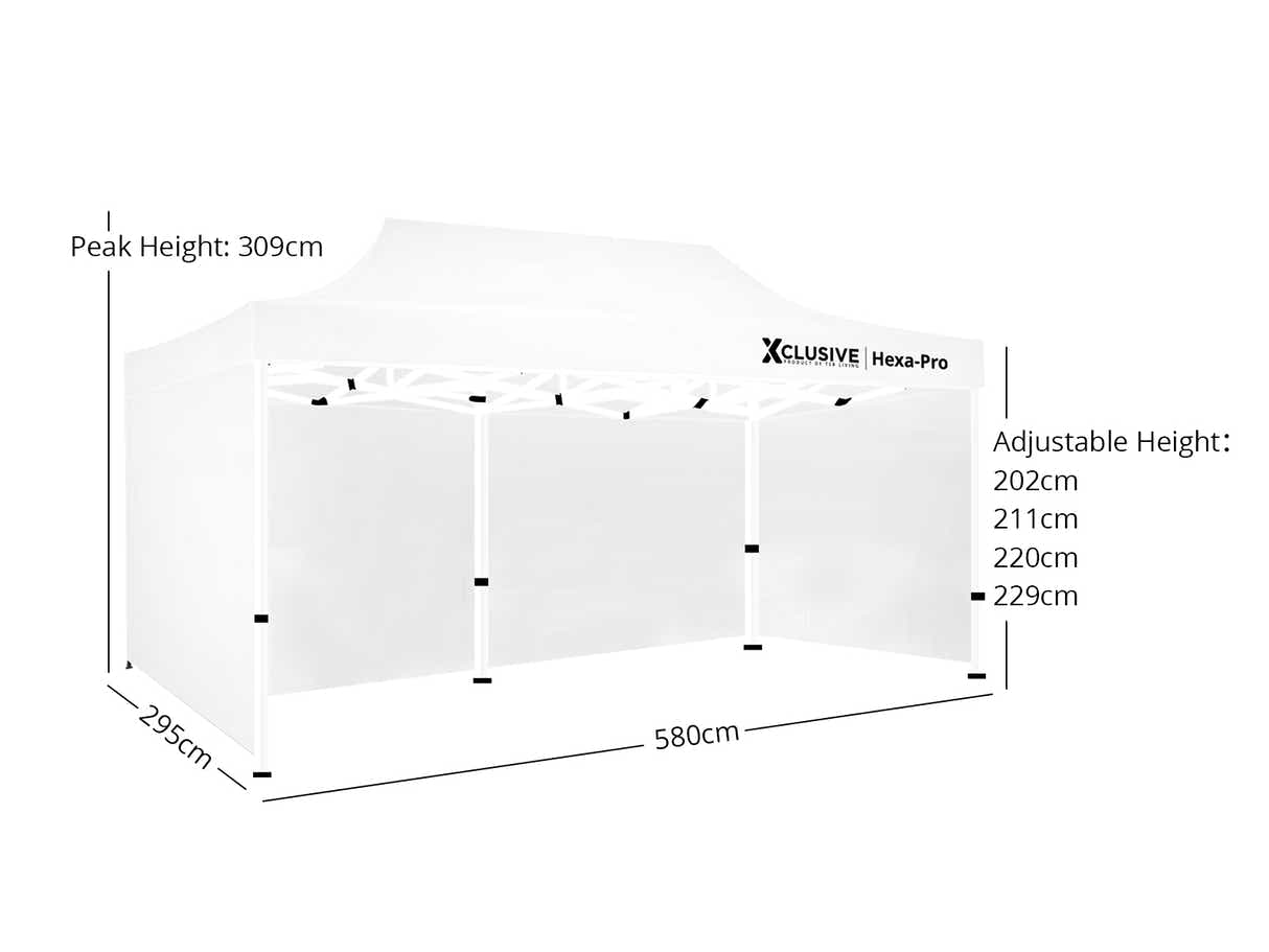Xclusive Gazebo HEX 3m x 6m - White
