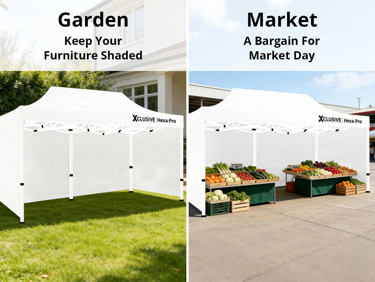 Xclusive Gazebo HEX 3m x 6m - White