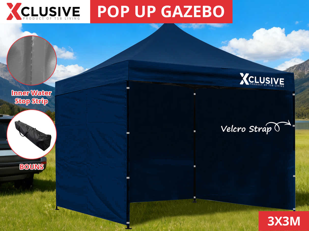 Xclusive Gazebo with Carry Bag 3m x 3m - Navy