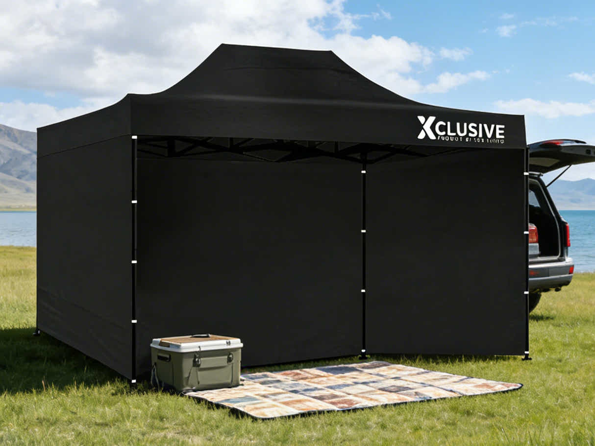 DS Xclusive Gazebo D 3x4.5m BLACK with bonus carry bag