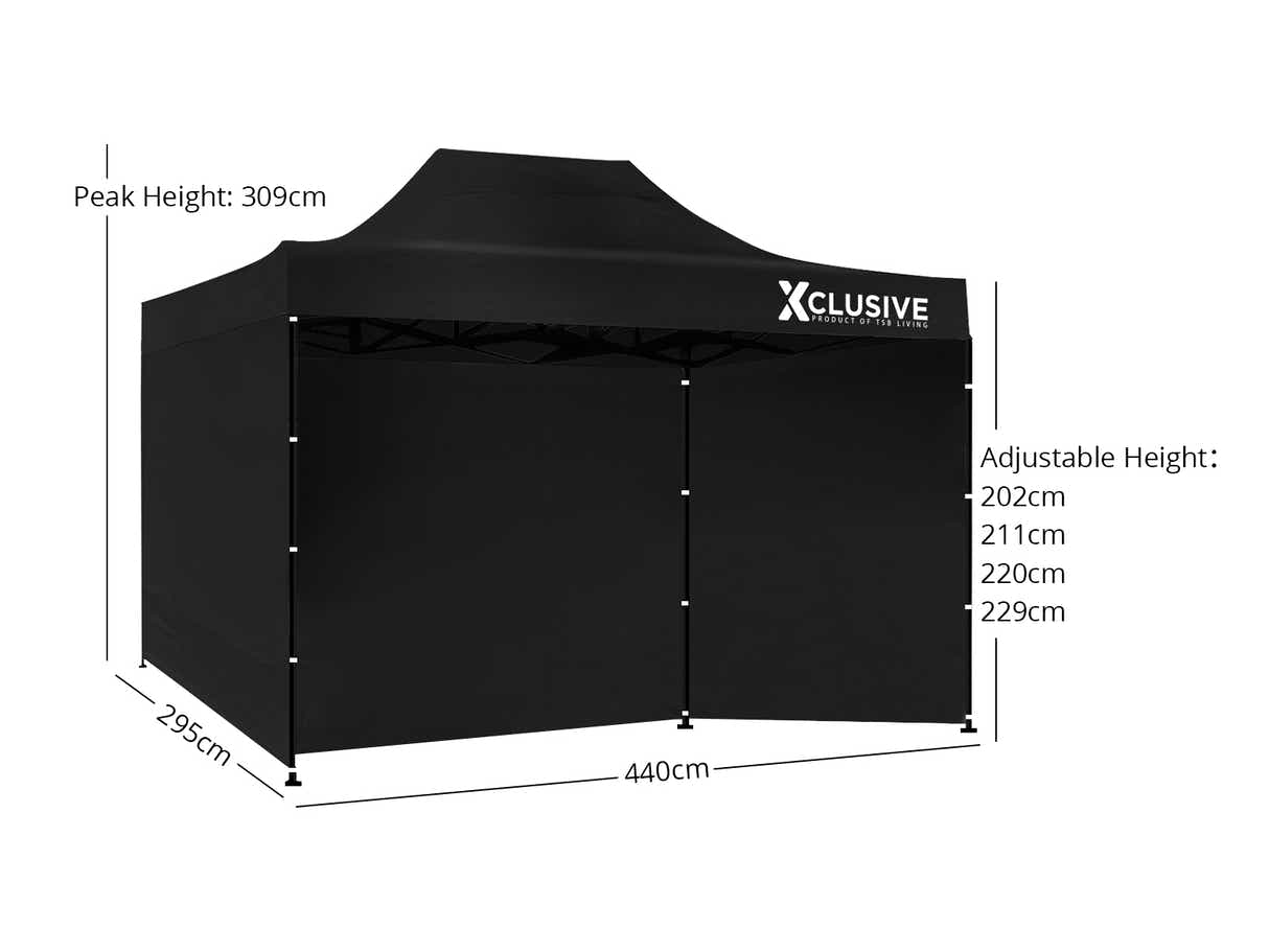 DS Xclusive Gazebo D 3x4.5m BLACK with bonus carry bag