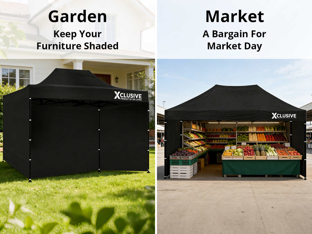 DS Xclusive Gazebo D 3x4.5m BLACK with bonus carry bag