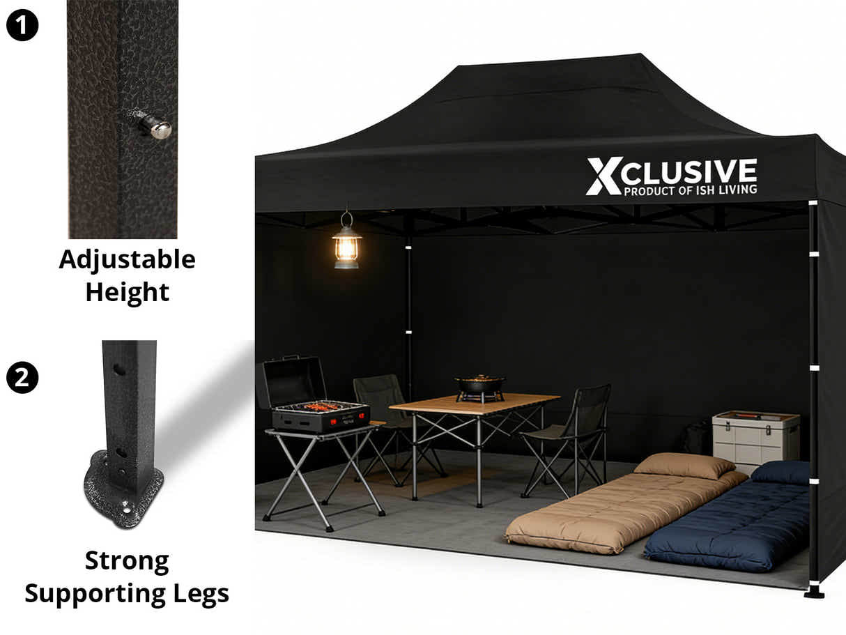 DS Xclusive Gazebo D 3x4.5m BLACK with bonus carry bag