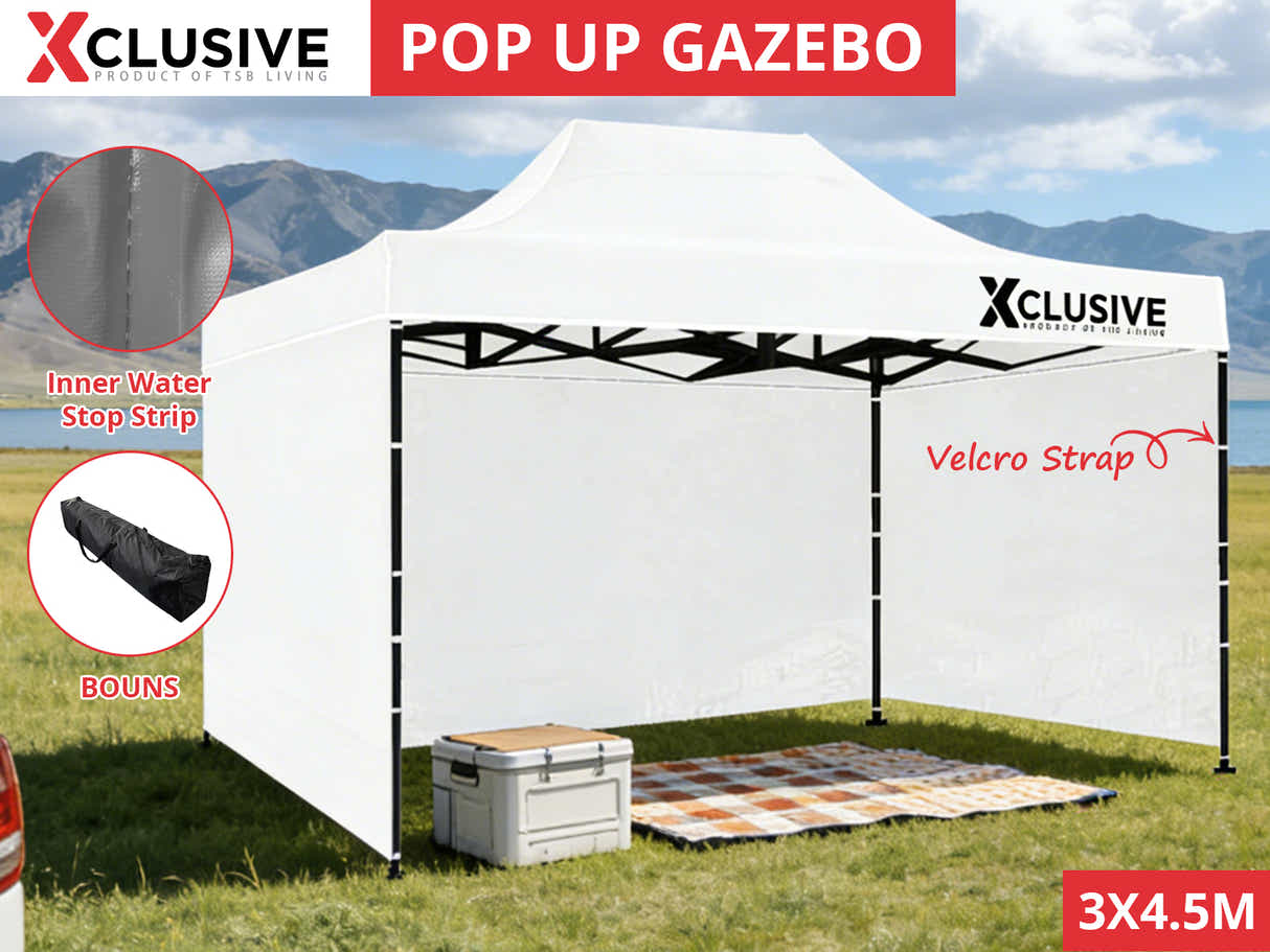 Xclusive Gazebo with Carry Bag 3m x 4.5m - White