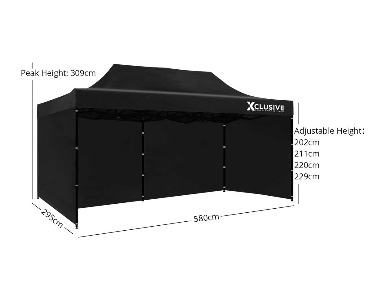 DS Xclusive Gazebo with Carry Bag 3m x 6m - Black