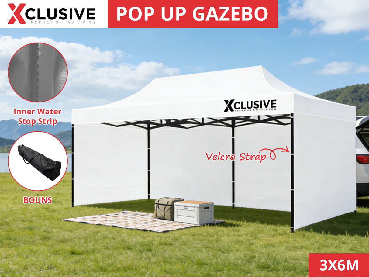 Xclusive Gazebo with Carry Bag 3m x 6m - White