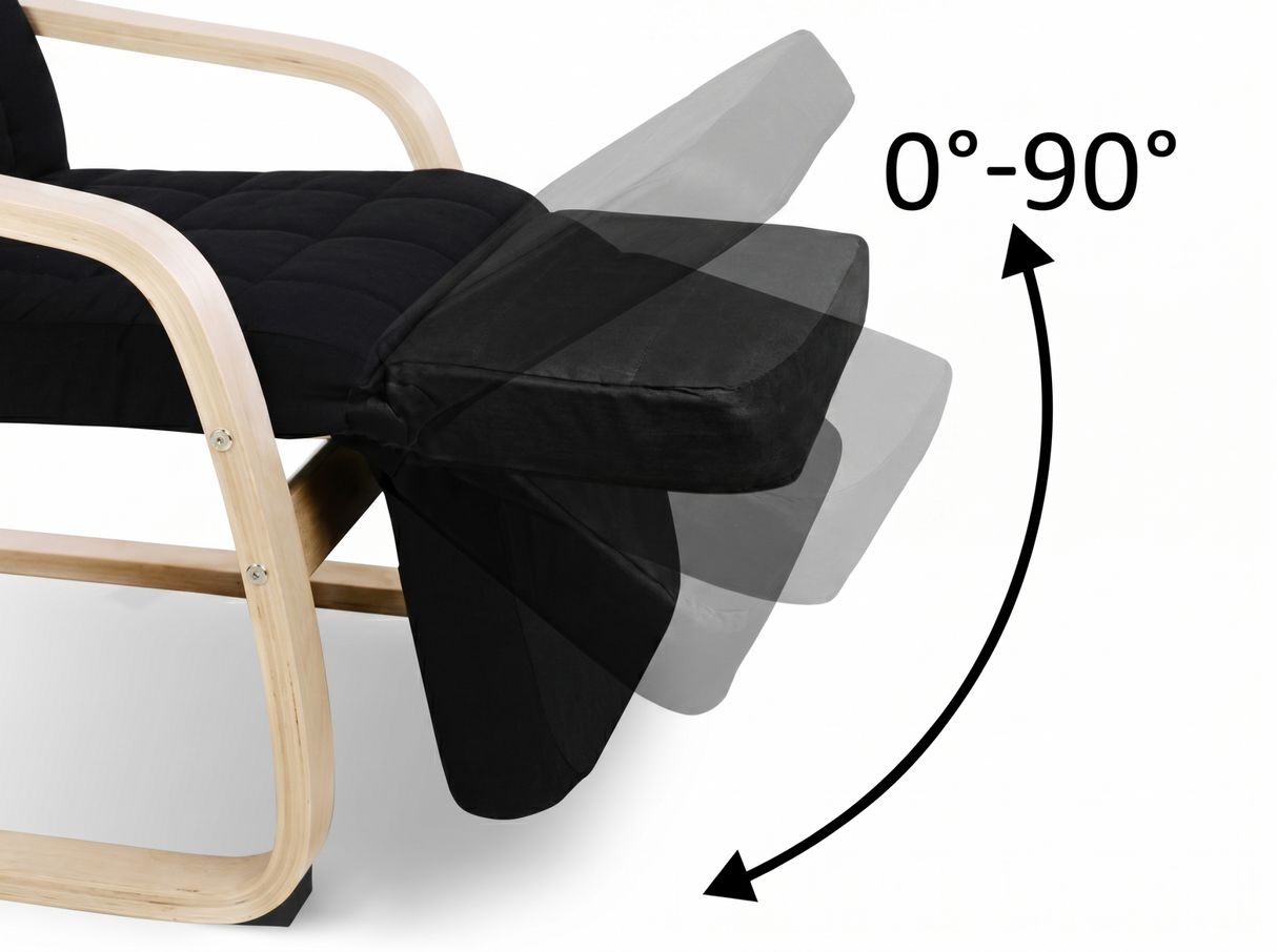 Bentwood Armchair with Footrest - Black