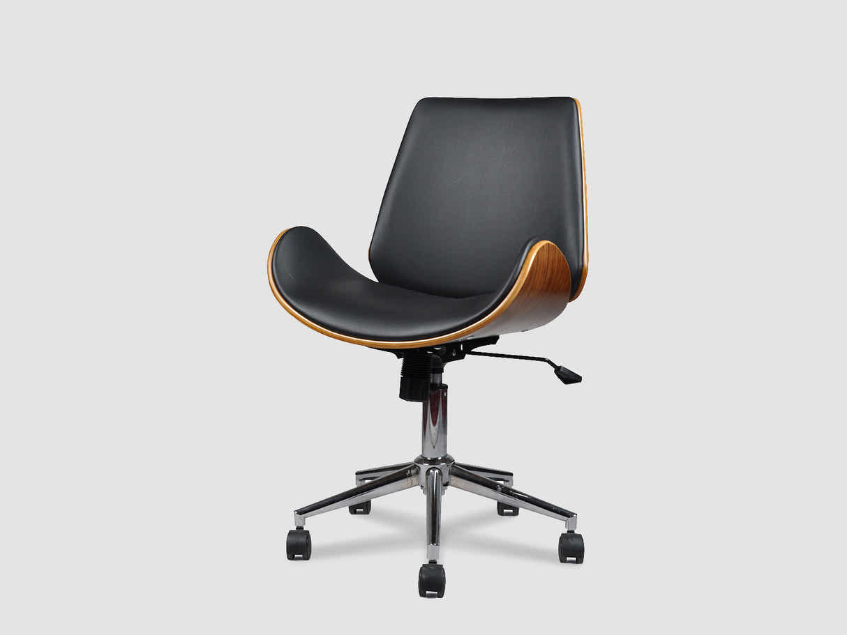 Height Adjustable Desk Set LK walnut Black & Bentwood Office Chair