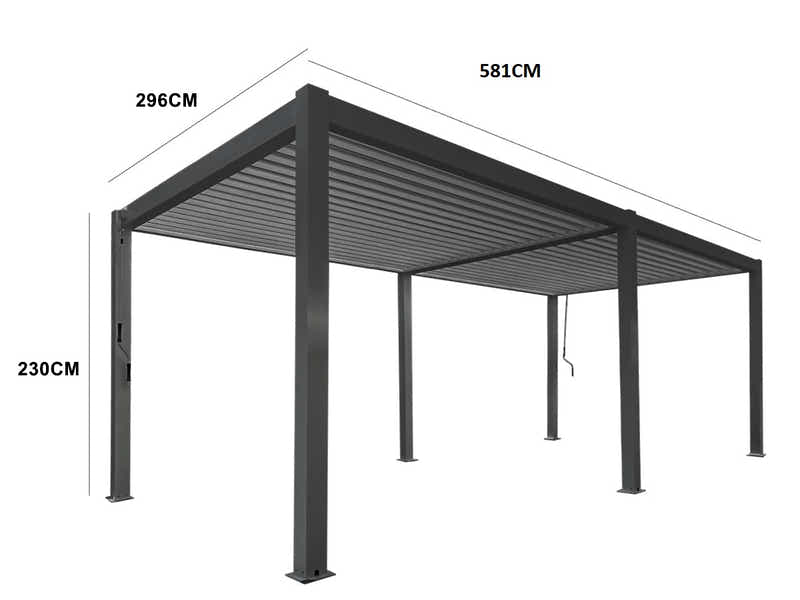 Aluminum Louvre Roof Pergola Grey - 3m x 6m