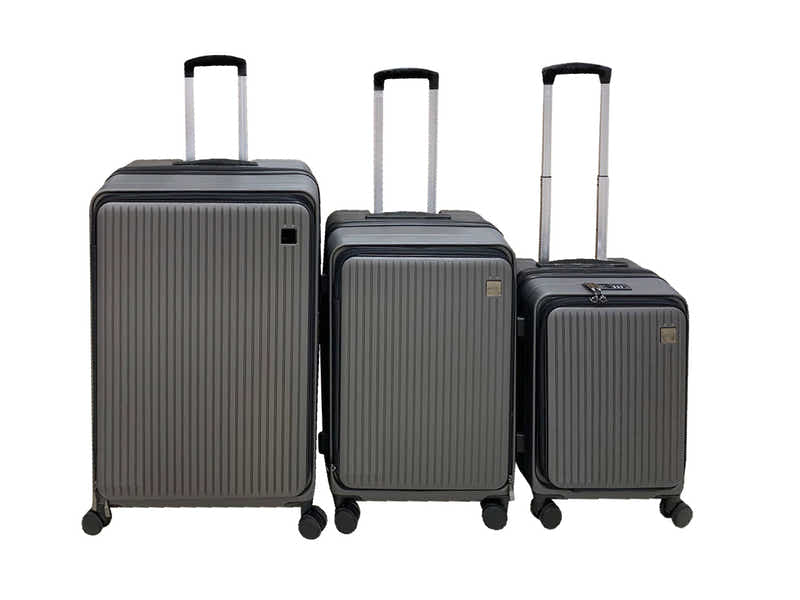 Luggage Set 3pcs front open grey