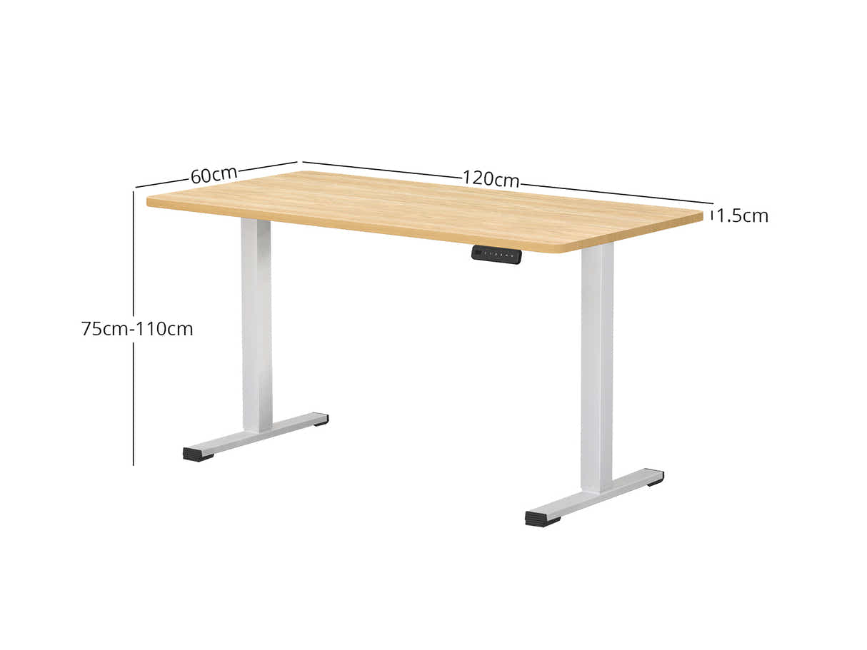 Height Adjustable Desk Set - Oak & White
