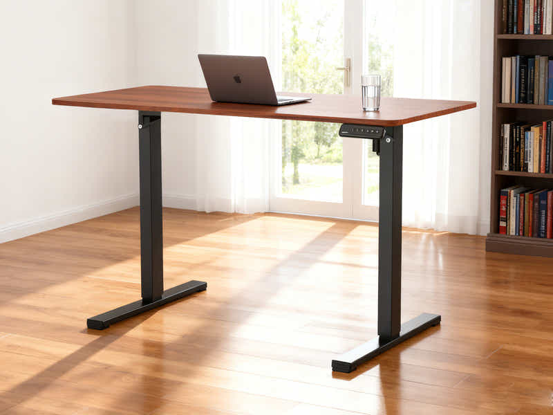 Height Adjustable Desk Set - Walnut & Black