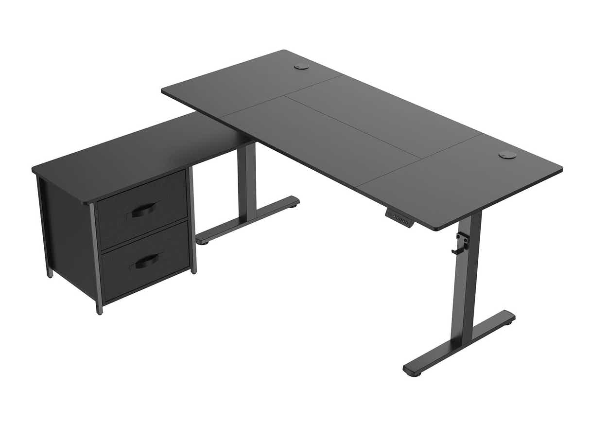DS Xclusive Height Adjustable Desk 160x70 With Side Cabient Shelf