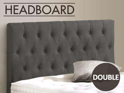Rakel Fabric Headboard Grey - Double