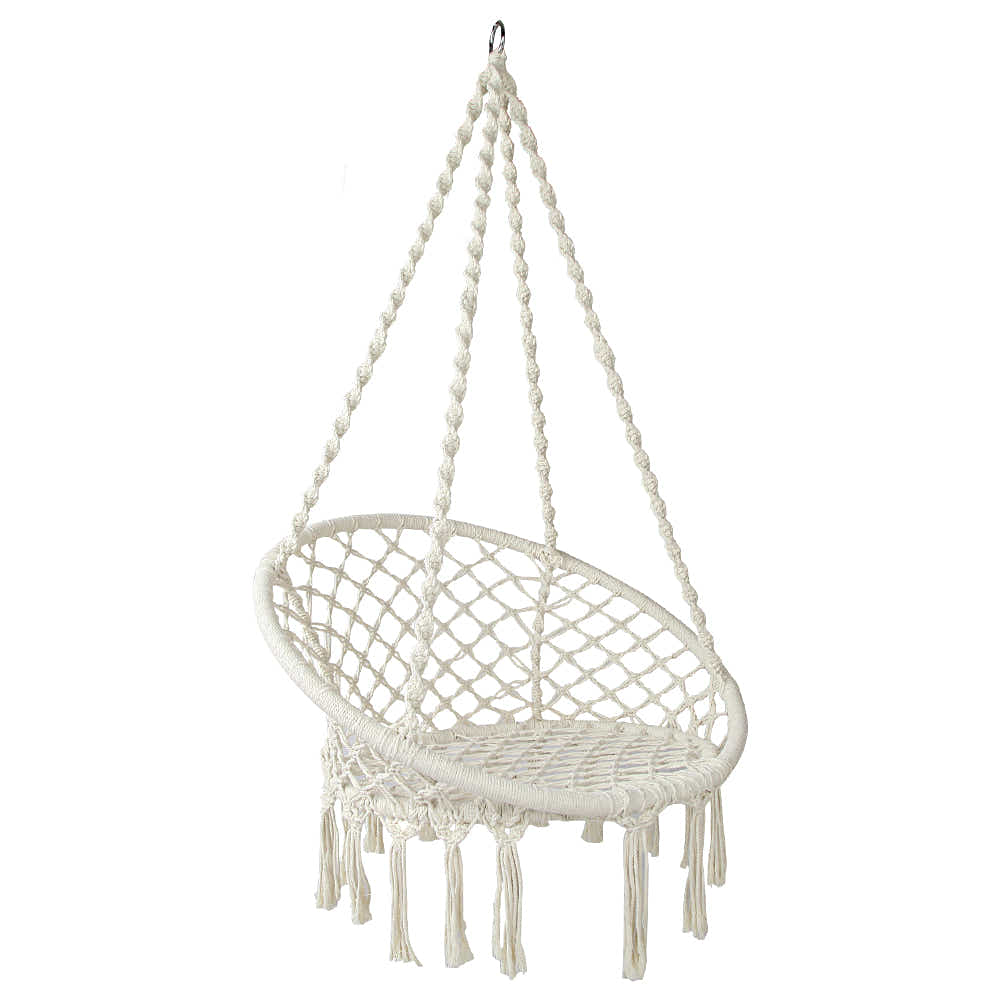DS NA Gardeon Hammock Chair Outdoor Hanging Macrame Cotton Indoor Cream