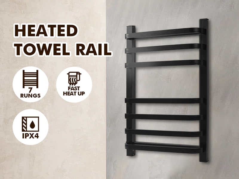 Black 7-Bar Heated Towel Rail