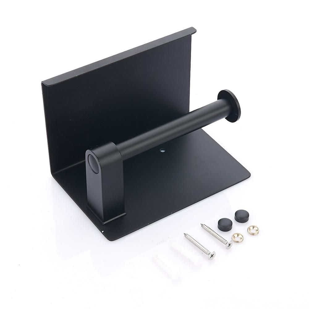 DS BS Stainless Steel Toilet Paper Roll Holder with Shelf-Black