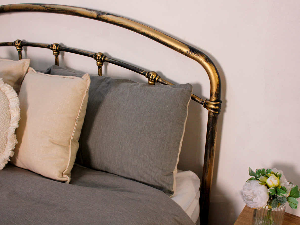 Hartley Metal Bed Frame Brass - Queen