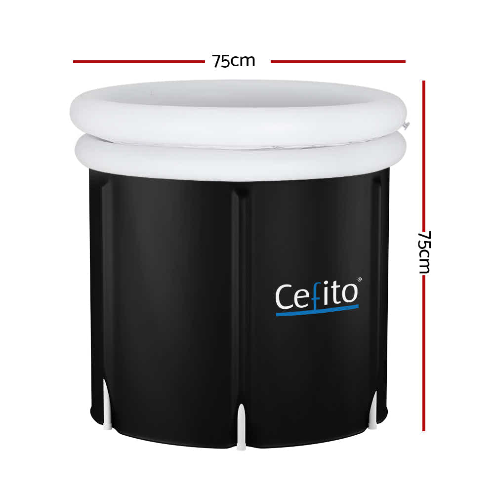 DS NA Portable Ice Bath Tub 75X75CM Inflatable Folding Bathtub Spa Massage