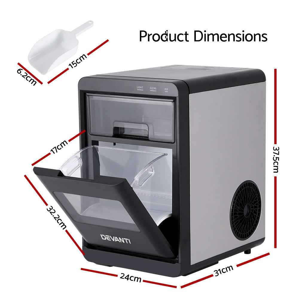 DS NA Devanti Ice Maker Machine 20kg Chewable Nugget Ice Countertop w/Self Clean