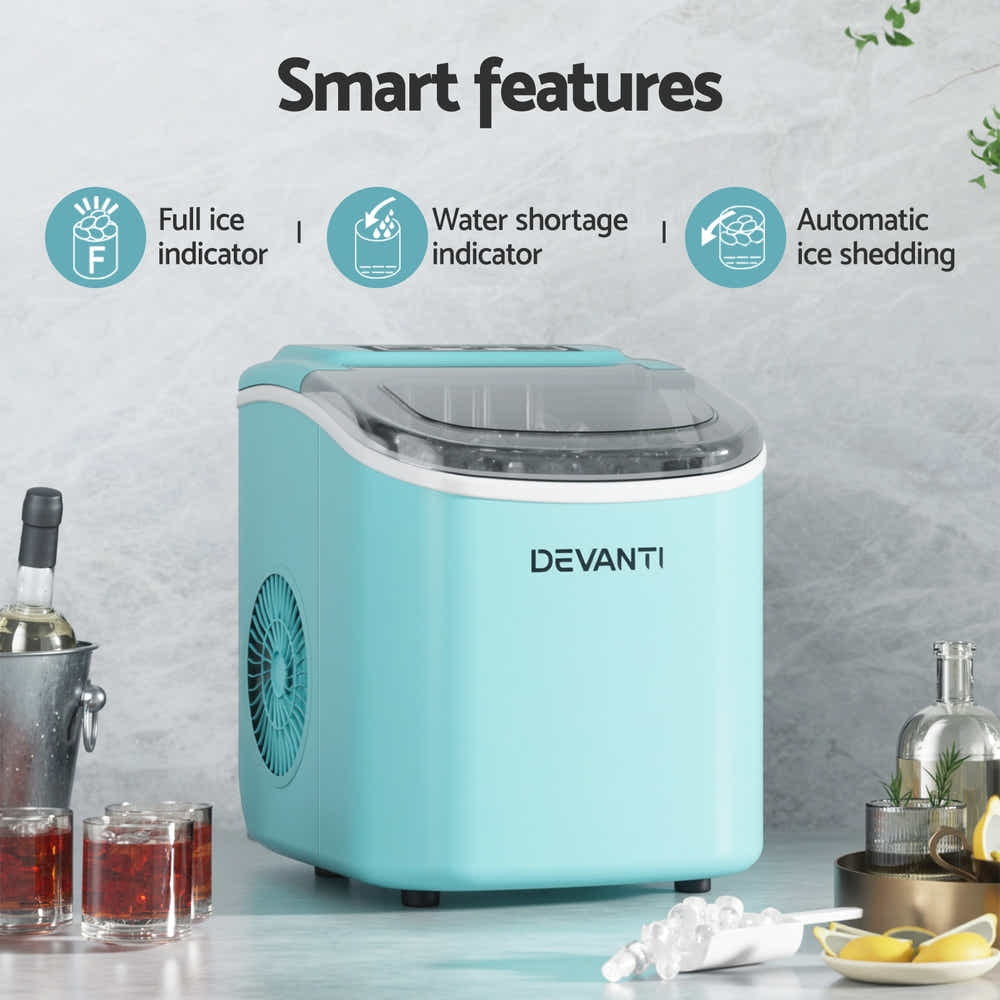 DS NA Devanti 12kg Ice Maker Machine w/Self Cleaning Green