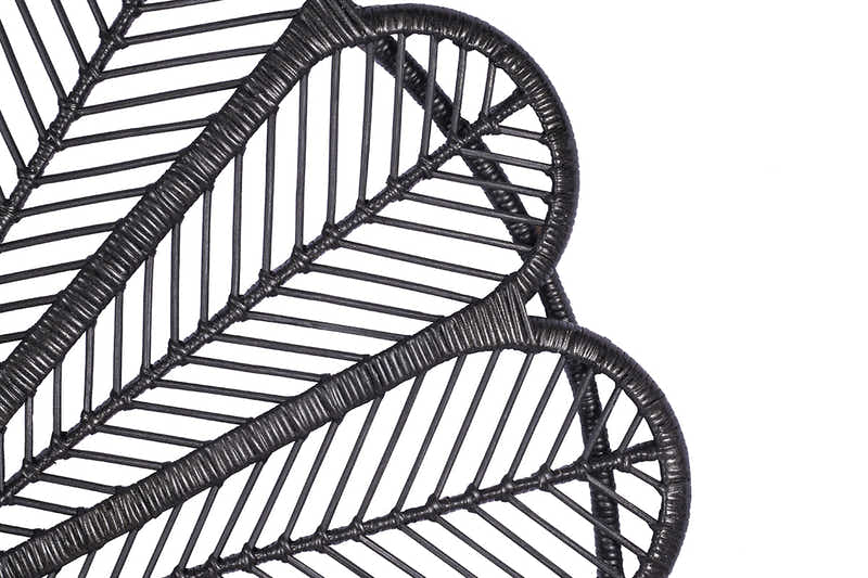 Rattan Headboard Peacock Black - Double